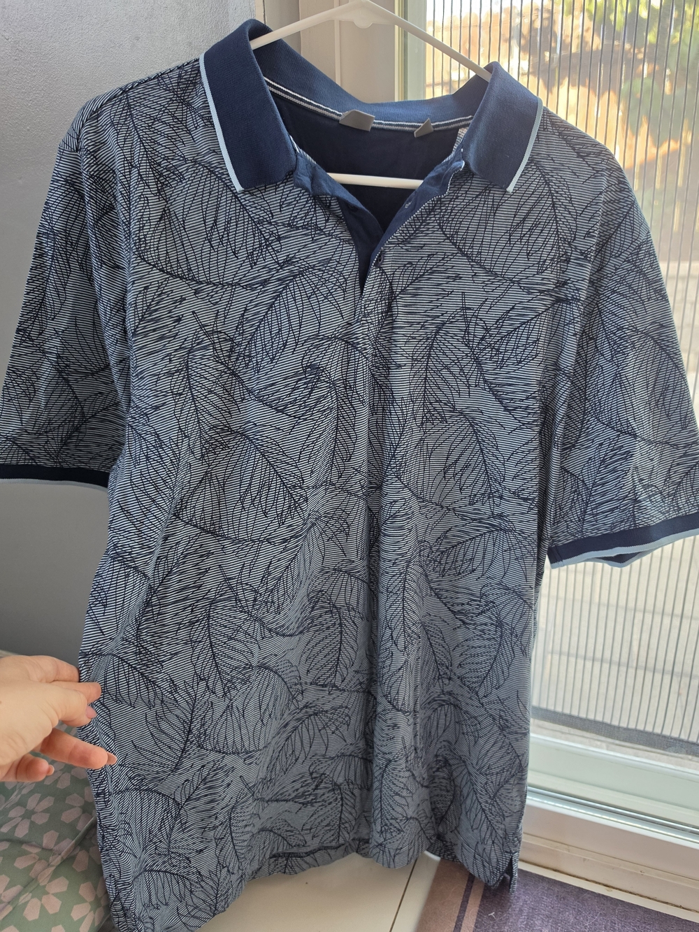 Men's Blue Patterned Polo Shirt